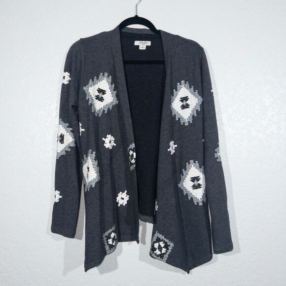 Lucky‎ Bliss x Lucky Brand Gray Aztec Tie Waist Cardigan Size Small - Picture 1 of 5